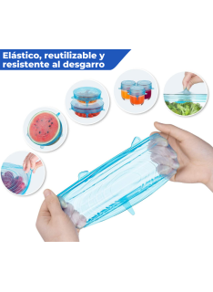 Setx6 Tapas De Silicona Reutilizables Elásticas Redondas Alimentos